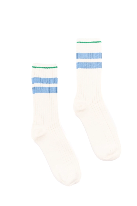 Classic StripeCharm - Crew socks - Offwhite/Blue with green stripe