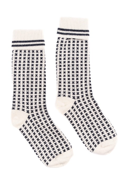 PatternedWoolen - Mid-calf socks - Offwhite/Navy