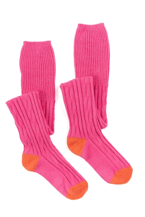 CashmereDelight - Over the Knee Socks - Pink/Orange