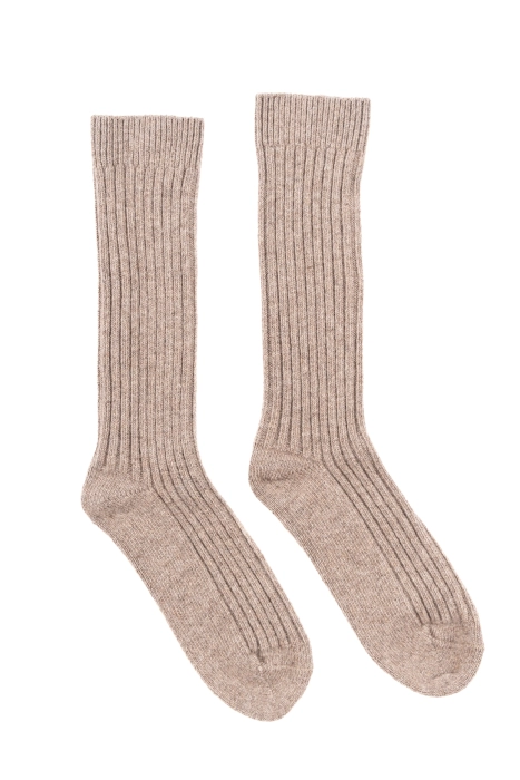 CashmereCloud - Mid-calf socks - White Brown
