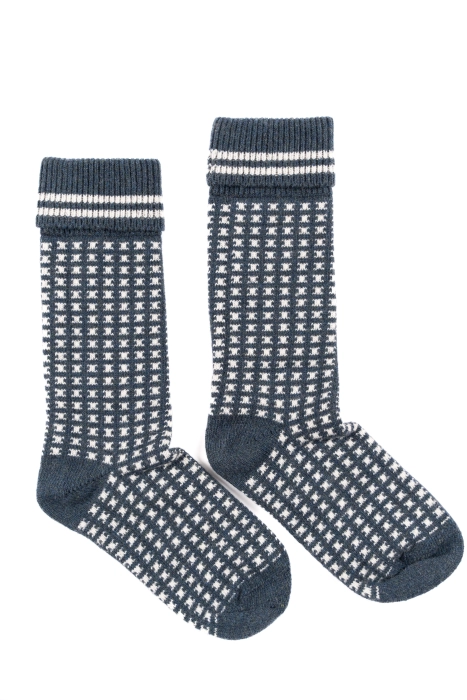 PatternedWoolen - Mid-calf socks - Navy/White