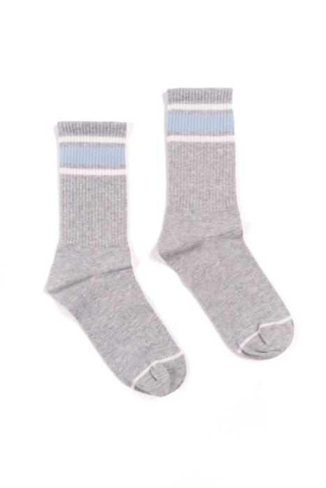 FreshStripe - Crew Socks - Grey with stripes